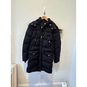 J.Crew Down Filled Puffer Parka‎ Jacket with Faux Fur Trim Hood Size Medium